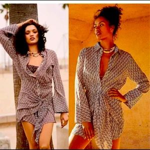 Free People Rillo Beach Shirtdress NWT Medium-Brown/Break